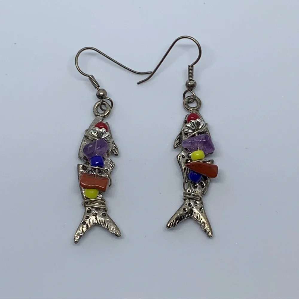 Vintage dangling fish earrings